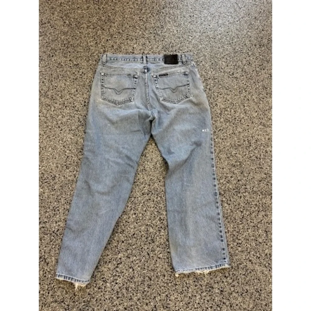 Harley-Davidson Vintage Mens Distressed Light Wash Jeans 36x30 Straight Denim